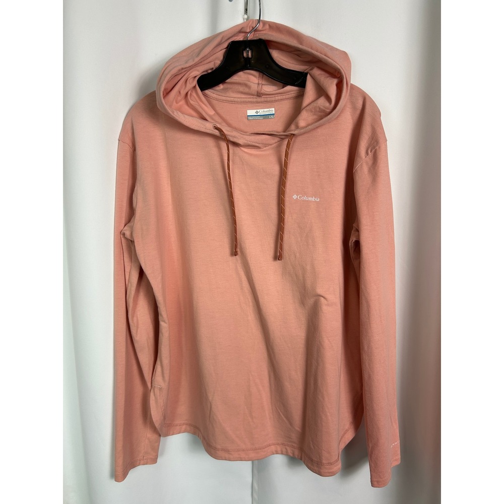 Columbia Peach Solid Pullover Hoodie Lightweight Active Sun Protection Large
